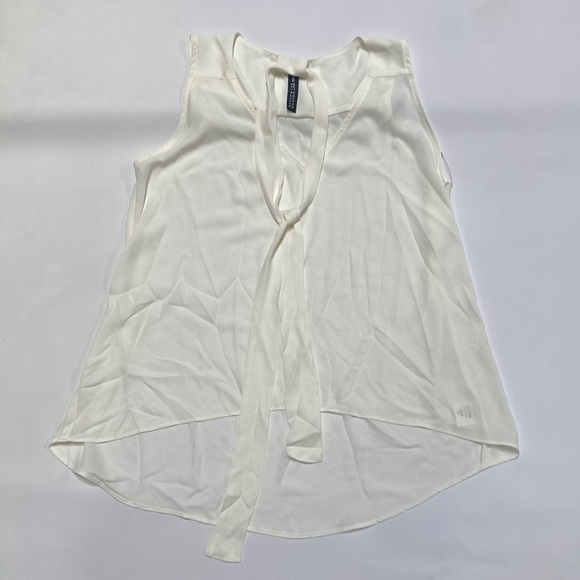 Design Lab Lord & Taylor Tops - Design Lab Lord and Taylor Cream Chiffon Bow Detail Sleeveless Blouse